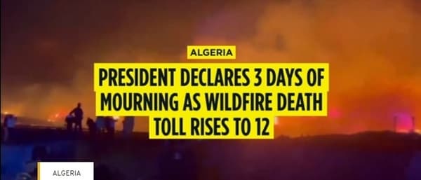 Algeria declares 3 days of national mourning as wildfire death toll rises to 12