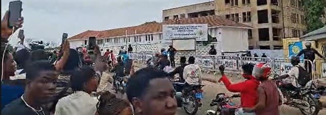 NPP supporters protest outside EOCO over arrest of Dennis Miracles Aboagye