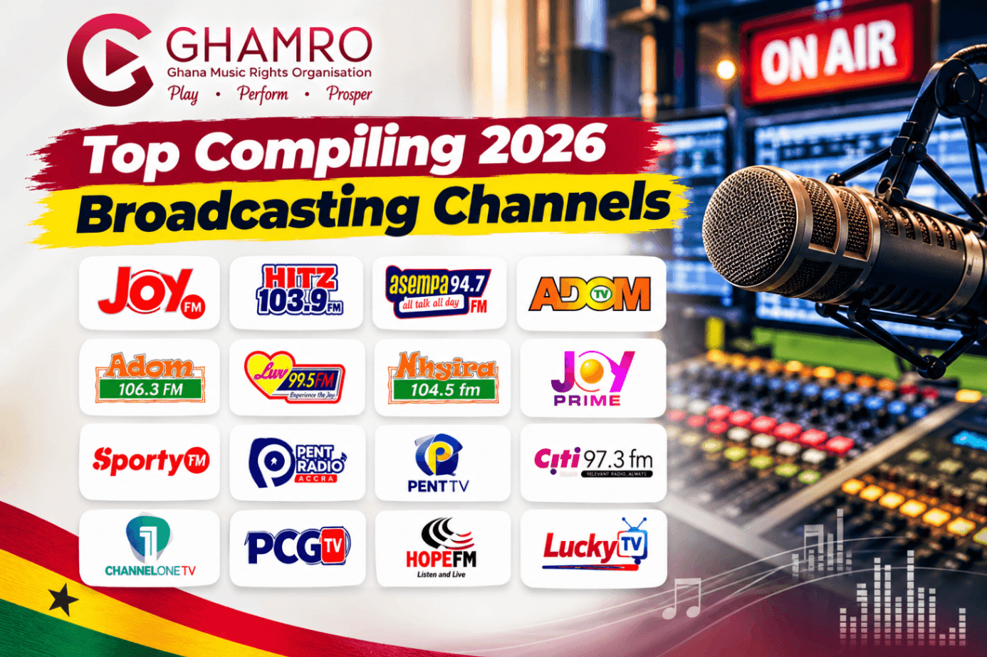 GHAMRO names 16 broadcasters meeting music royalty obligations